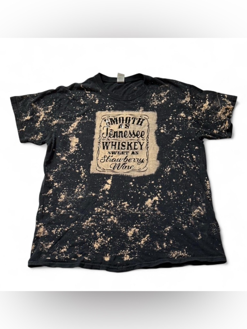Men's Black Bleached Graphic Tee with smooth Tennessee Whiskey Print